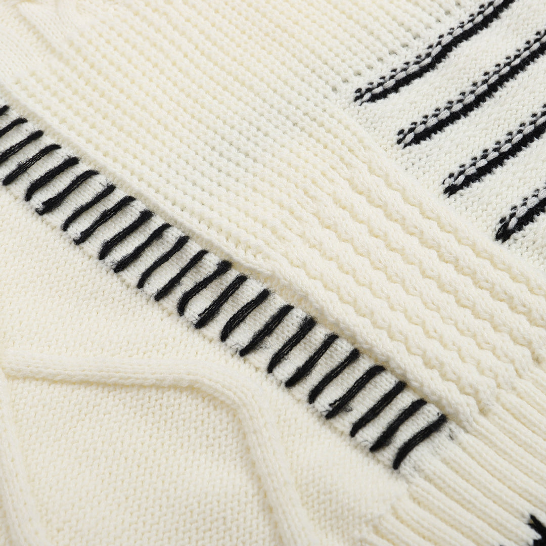 Damen lässiger Strickpullover mit grafischem Muster EB