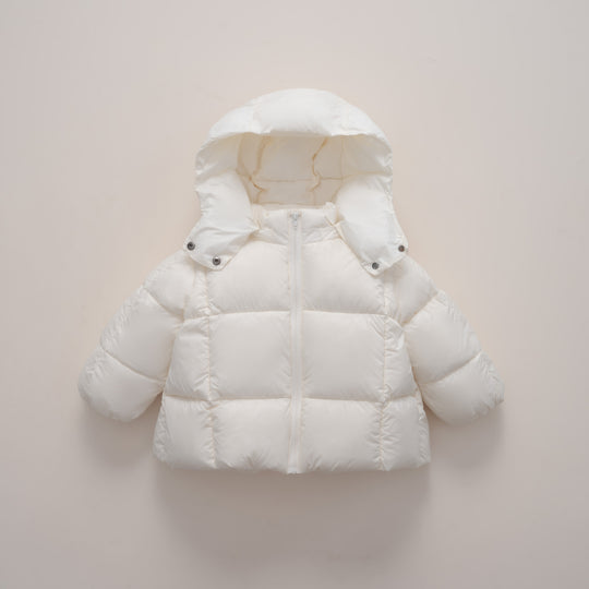 Damen moderne Daunenjacke mit abnehmbarer Kapuze und elastischen Bündchen EB
