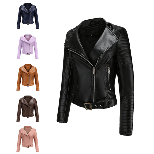 Damen modische Bikerjacke mit stylischem Steppmuster und attraktiven Reißverschlussdetails EB