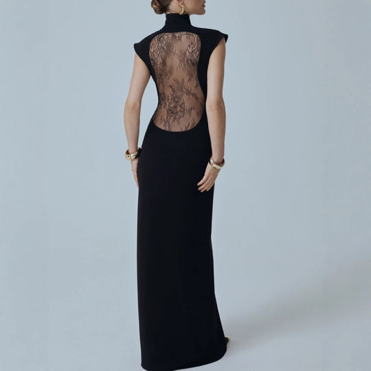 Damen Elegantes Minikleid mit Spitzenbesatz und glamourösen Ärmeln EB