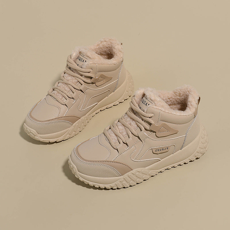 Damen trendige High-Top Sneakers mit weichem Fleece-Futter und rutschfester Laufsohle EB