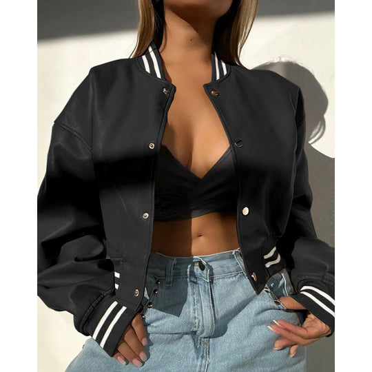 Damen Sportliche cropped Bomberjacke im Vintage-Stil EB