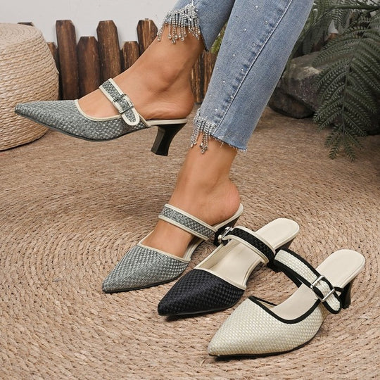 Damen elegante Slingback-Pumps mit modischem Riemchen-Design und spitzem Zehenbereich EB