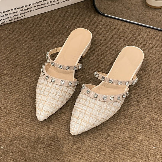 Damen elegante Mules mit funkelnden Strassdetails EB