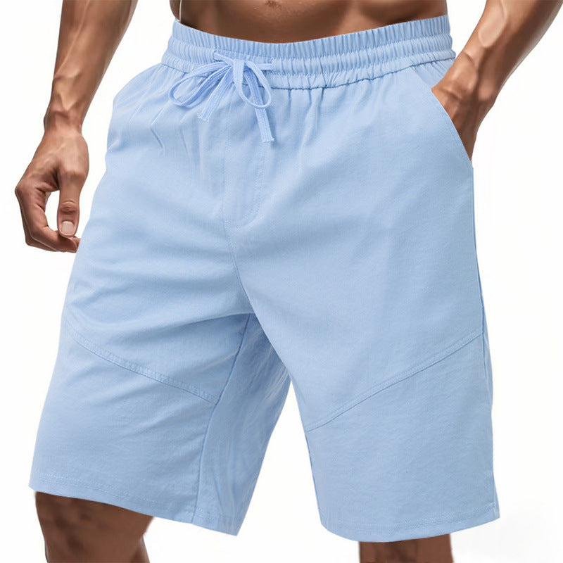 Herren nan knielange Leinenmix-Shorts mit elastischem Kordelzugbund und seitlichen Schubtaschen EB