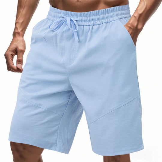 Herren nan knielange Leinenmix-Shorts mit elastischem Kordelzugbund und seitlichen Schubtaschen EB