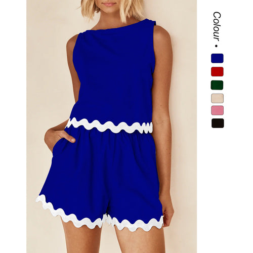 Damen Zweiteiler Set mit schickem Top und luftigen Shorts EB