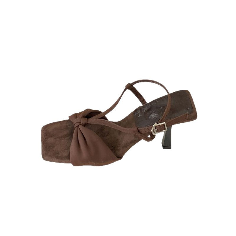 Damen elegante Slingback Sandalen mit dekorativer Schleifenverzierung EB