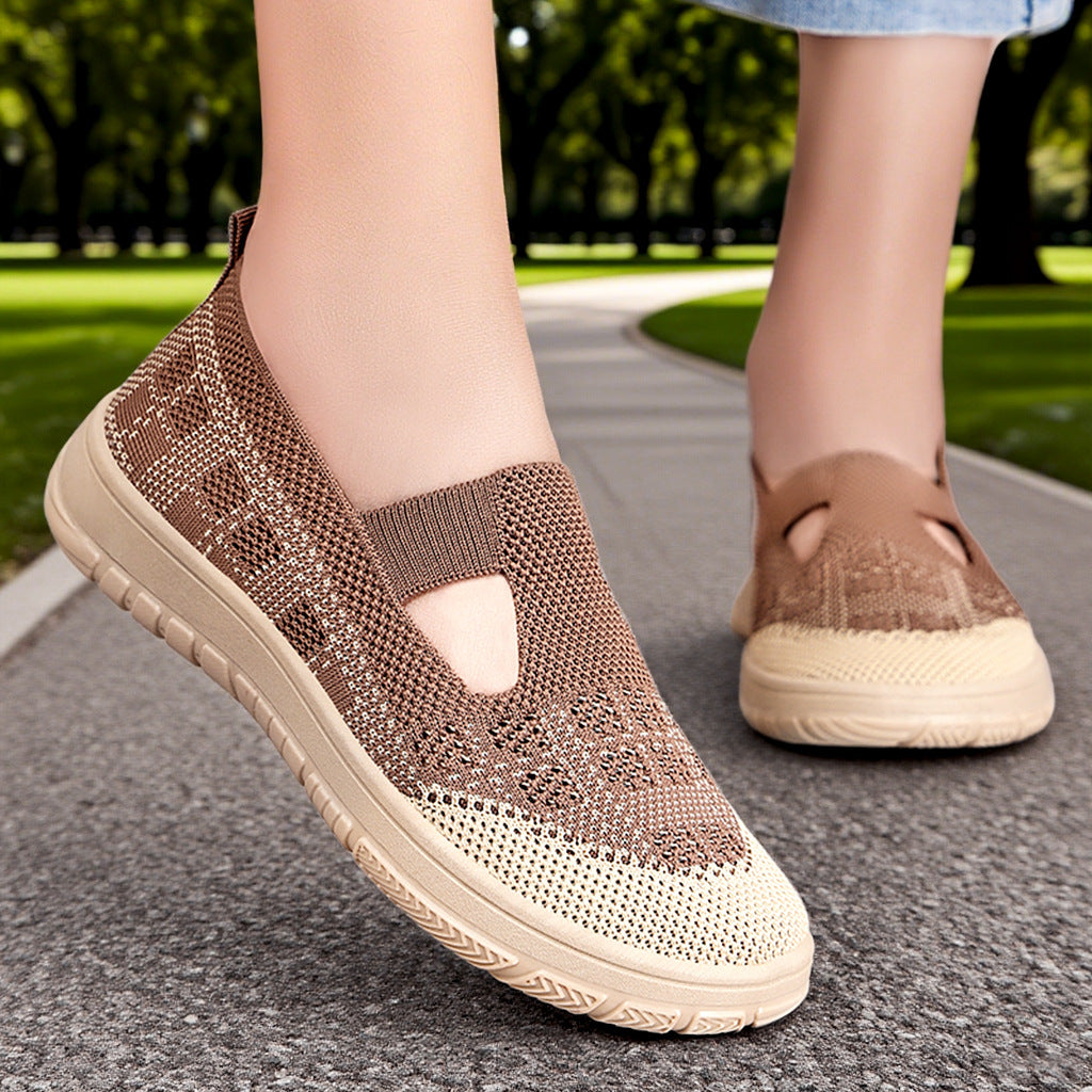Damen Atmungsaktive Slip-On Freizeitschuhe mit elastischem Obermaterial EB