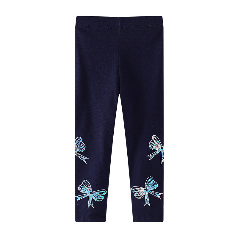 Mädchen Leggings mit bunten Schleifen-Applikationen EB