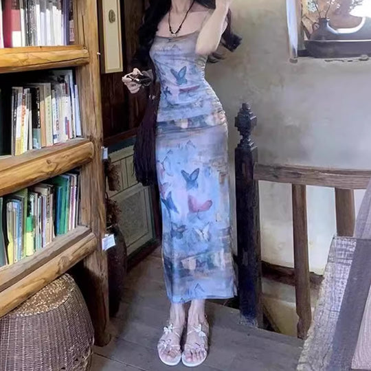 Damen Maxikleid im floralen Wasserfarbdruck EB