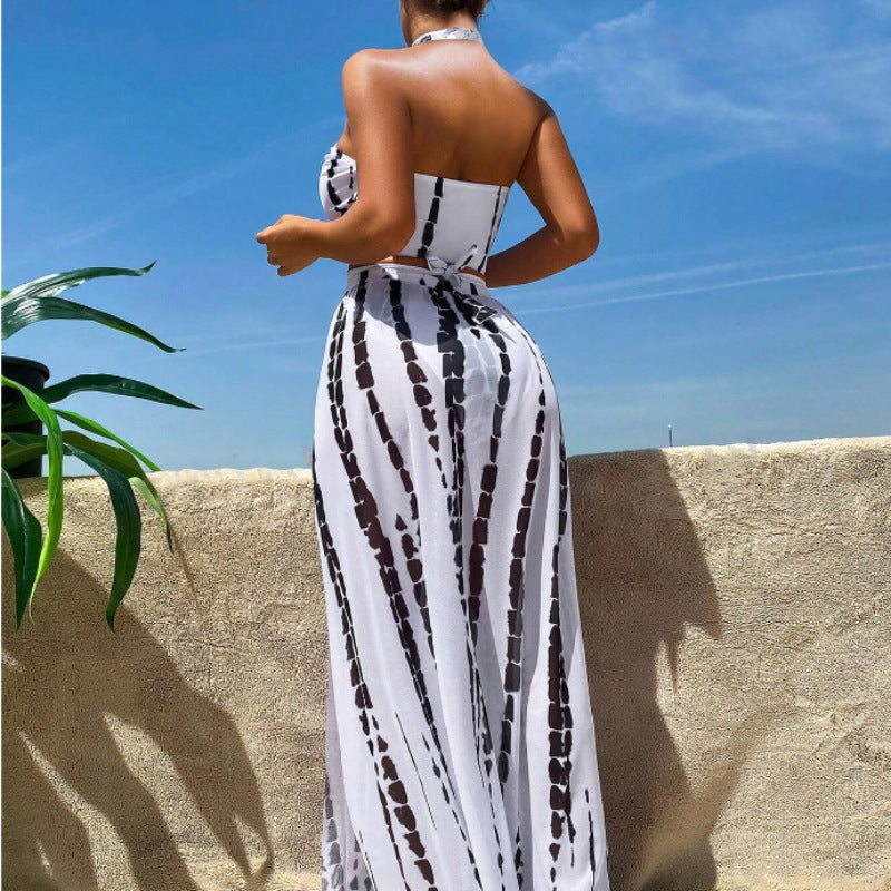 Damen Bikini-Set mit elegantem Maxirock und femininem Oberteil EB