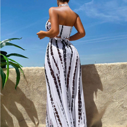 Damen Bikini-Set mit elegantem Maxirock und femininem Oberteil EB