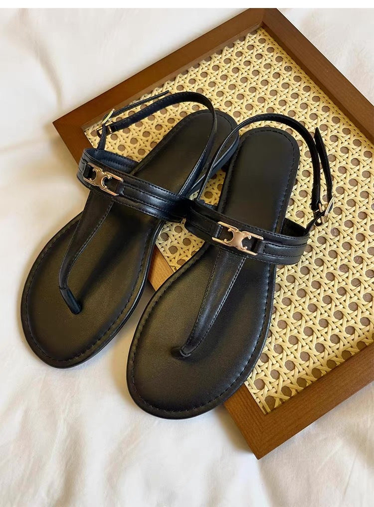 Damen elegante Zehentrenner-Sandalen mit modischem Riemendesign EB