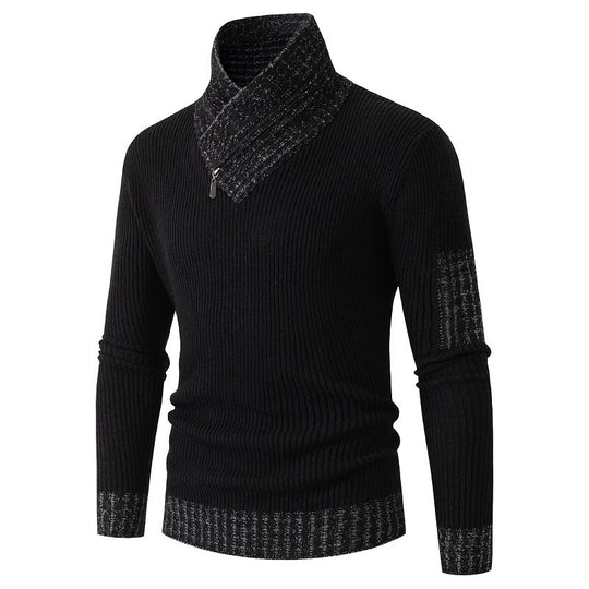 Herren Pullover mit modernem asymmetrischem Kragen und strukturiertem Design EB