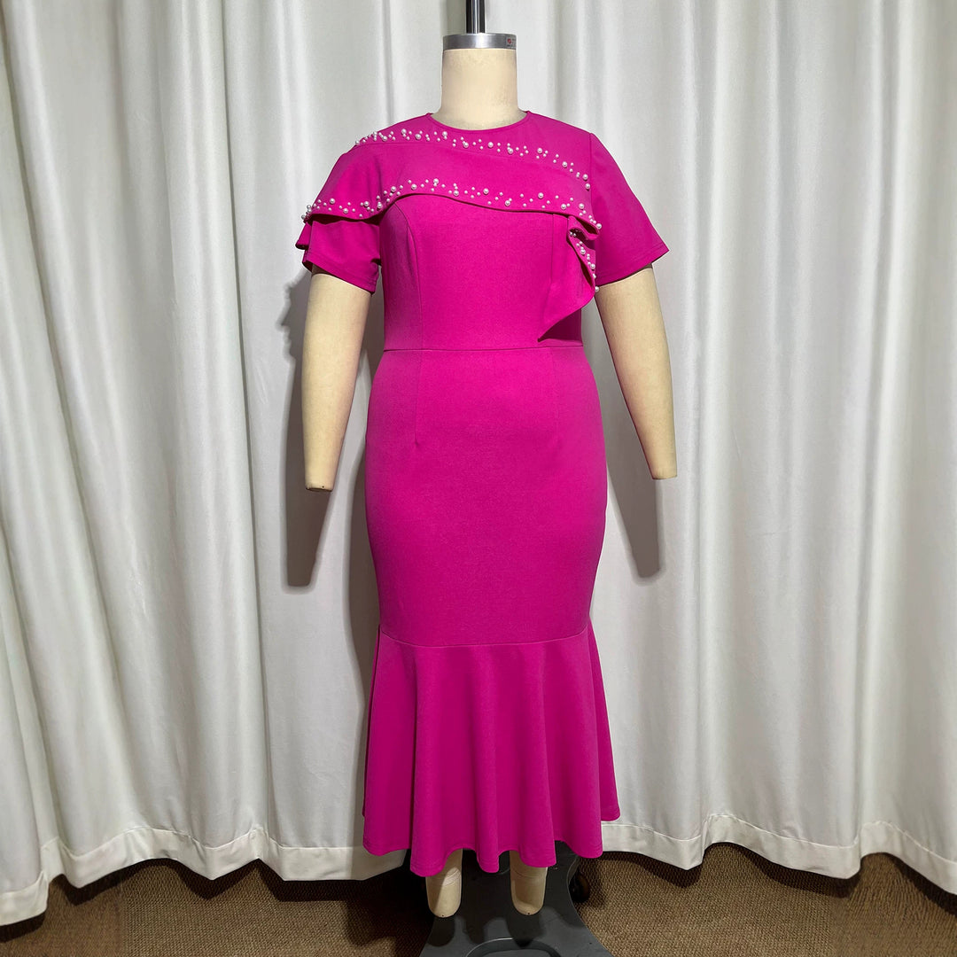 Damen Elegantes Figurbetontes Maxikleid mit Rüschendetails EB