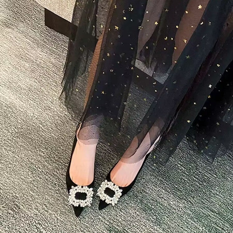Damen elegante Pumps mit funkelndem Strassbesatz und modernem Design EB
