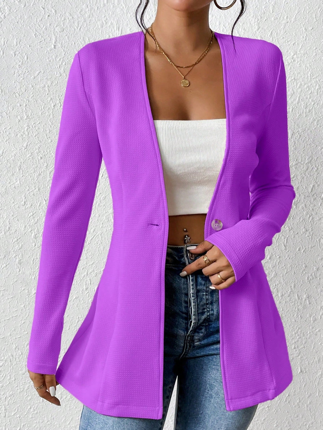 Damen elegante Blazerjacke mit asymmetrischem Schnitt EB
