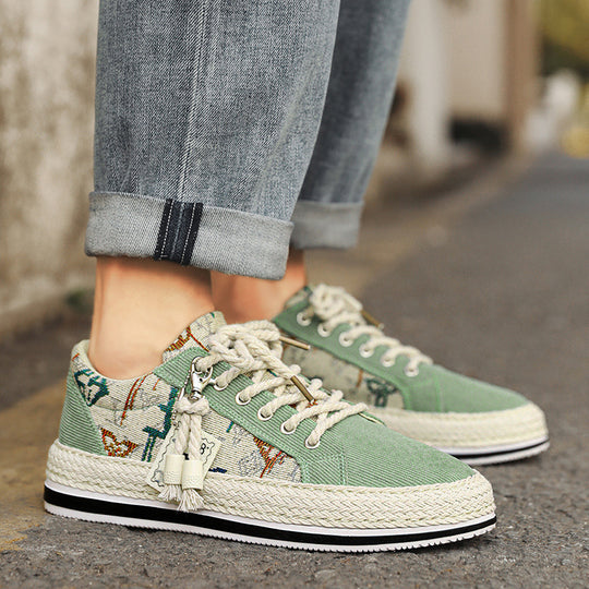 Damen Trendige und bequeme Sneakers mit geflochtenem Sohlenrand EB
