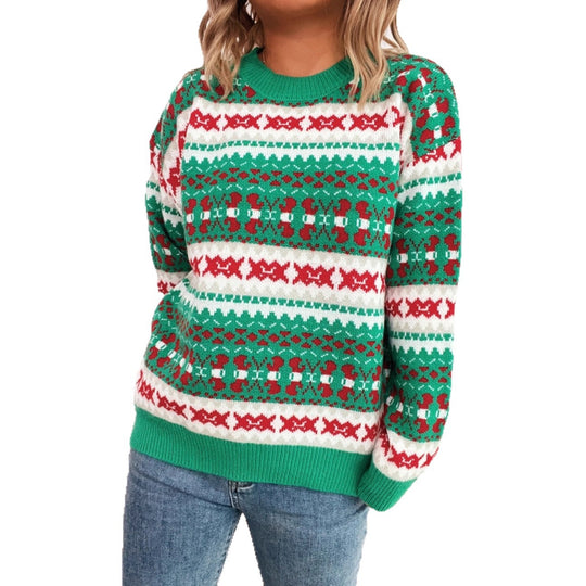 Damen Weihnachts-Pullover mit festlichem Motiv und lockerer Passform EB
