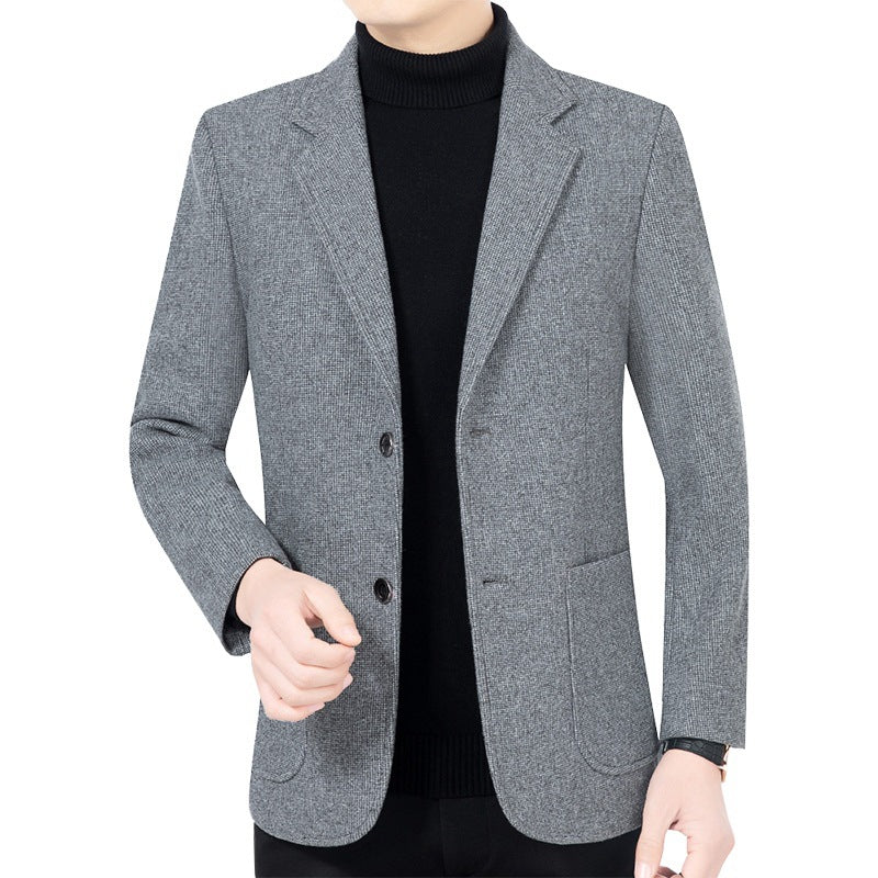 Herren Strukturierter Strickblazer mit Reverskragen und aufgesetzten Taschen EB