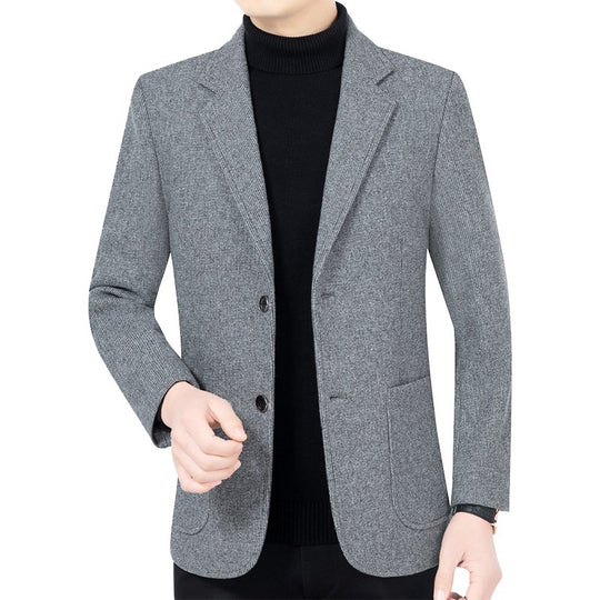 Herren Strukturierter Strickblazer mit Reverskragen und aufgesetzten Taschen EB