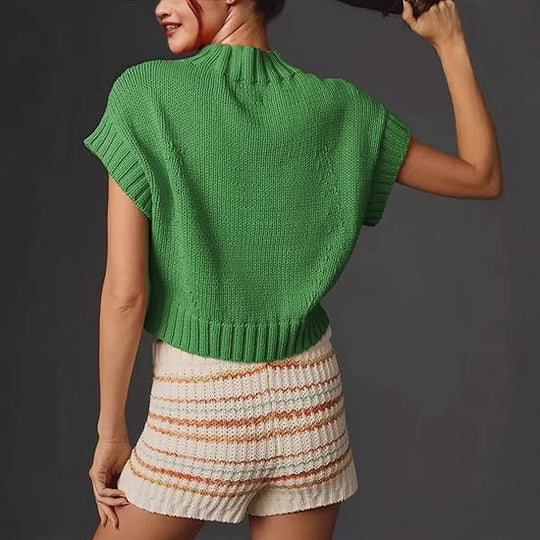 Damen lässiger Kurzarm Pullover mit Herzmotiv EB