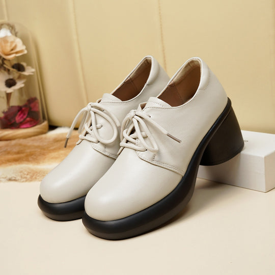 Damen Elegante Schnürschuhe mit hochgezogenem Blockabsatz und weichem Innenfutter EB