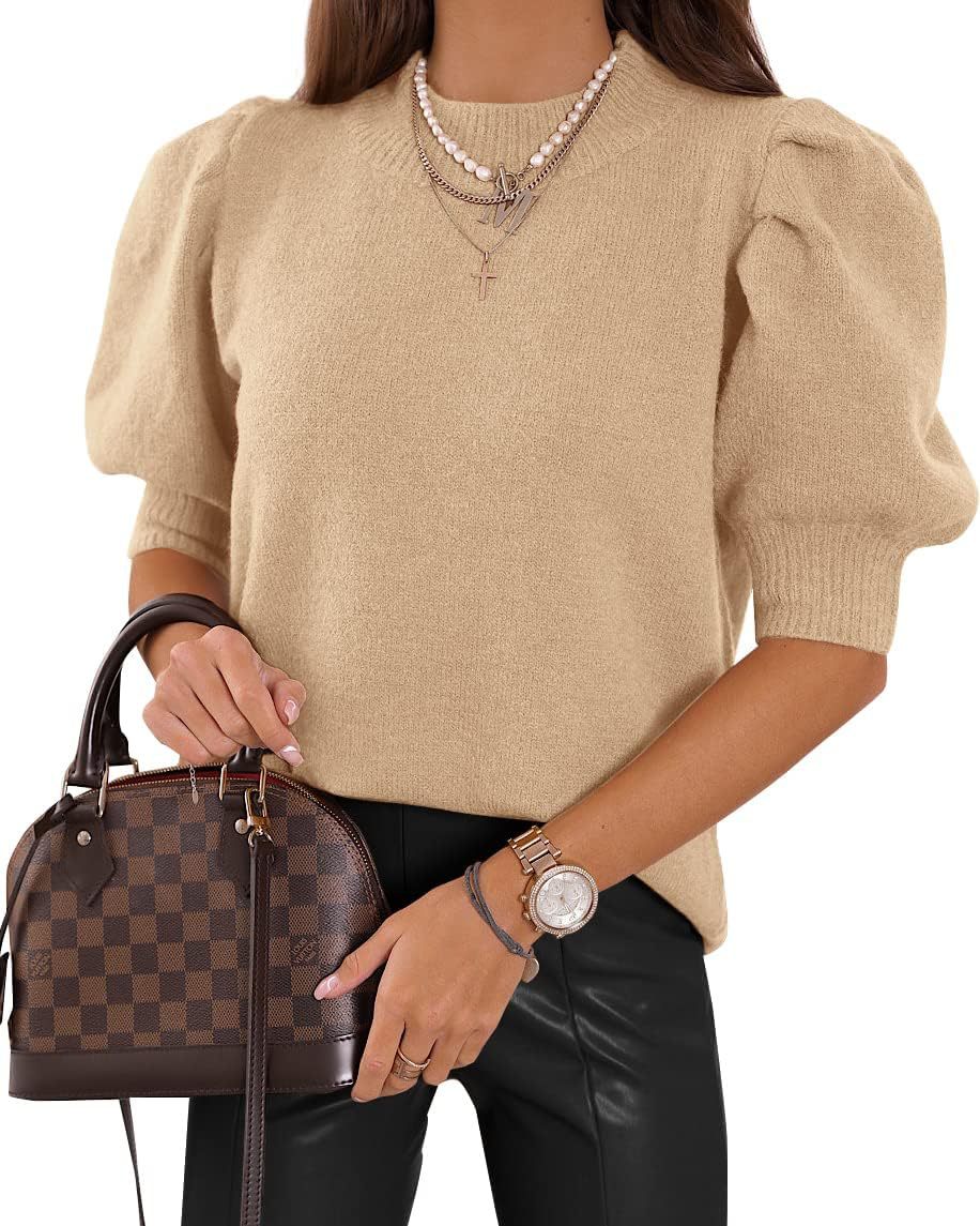 Damen Puffärmel Strickpullover EB