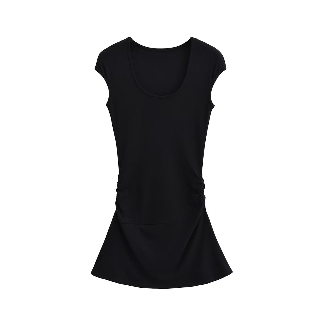 Damen elegantes Jersey-Kleid mit Raffung EB