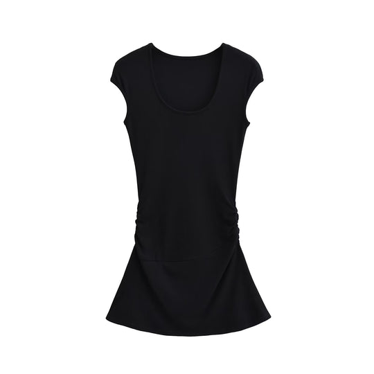 Damen elegantes Jersey-Kleid mit Raffung EB
