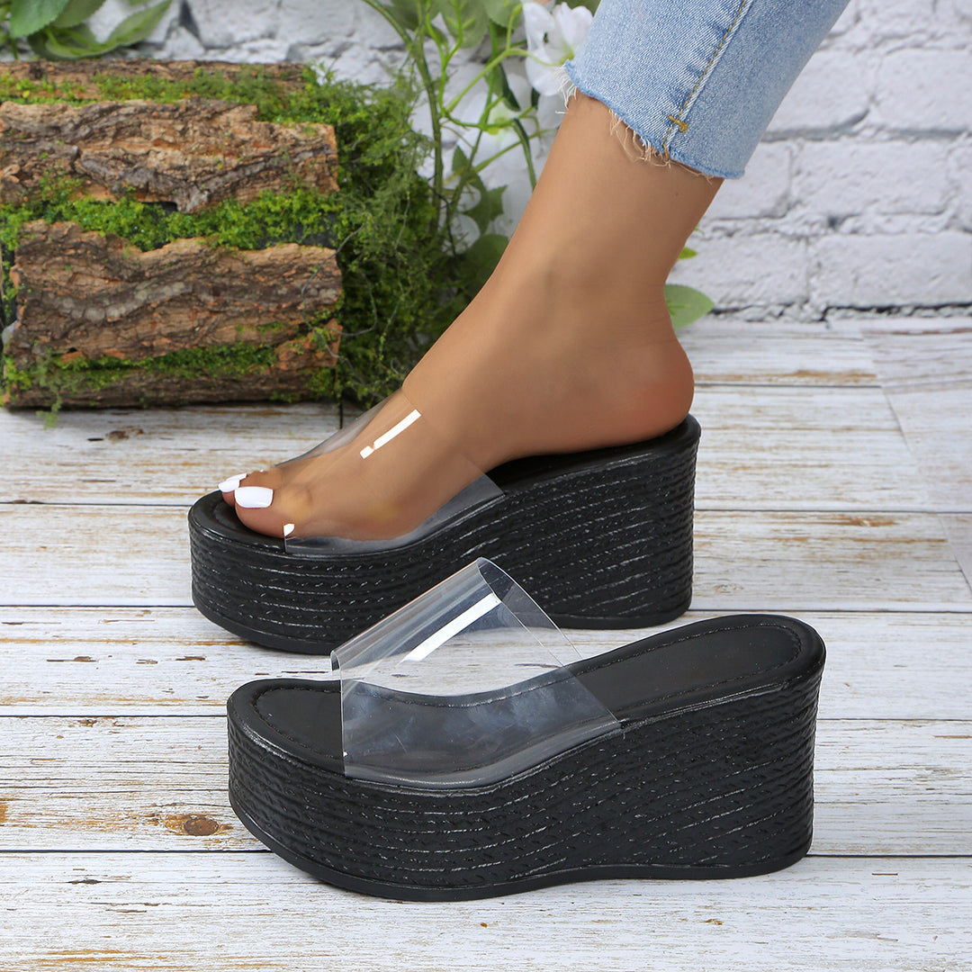 Damen Plateau-Sandalen mit transparentem Obermaterial und rutschfester Sohle EB