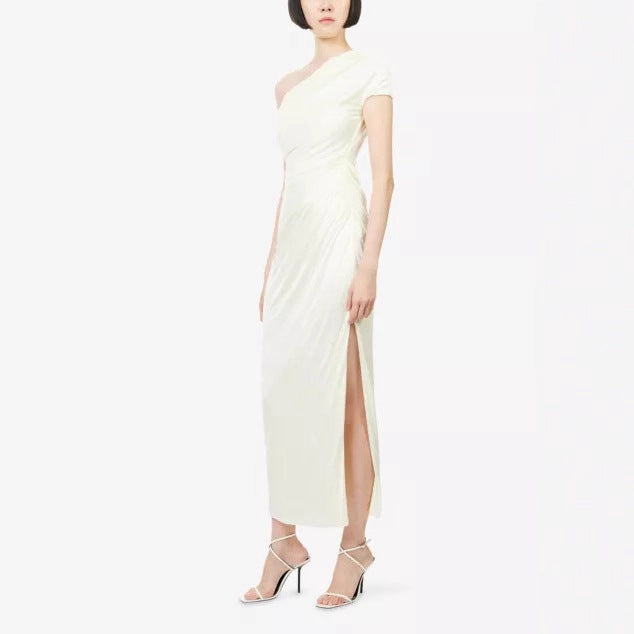 Damen Wickelkleid mit asymmetrischem Oberteil und eleganten Drapierungen EB