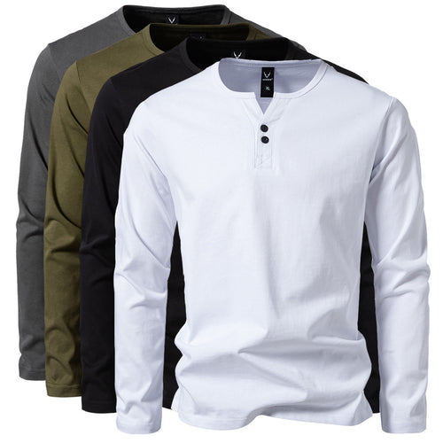 Herren nan langärmeliges Henleyshirt mit Knopfleiste, Rundhalsausschnitt und schlanker Passform EB
