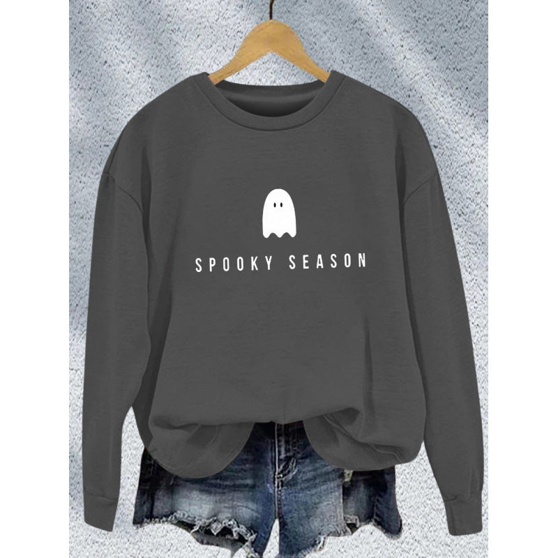 Damen Sweatshirt mit lässigem Gruselmotiv und weichem Innenfleece EB