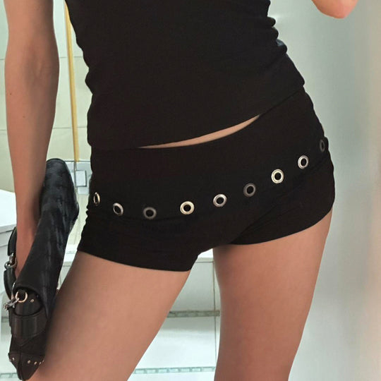 Damen Modische Shorts mit dekorativen Ösen EB