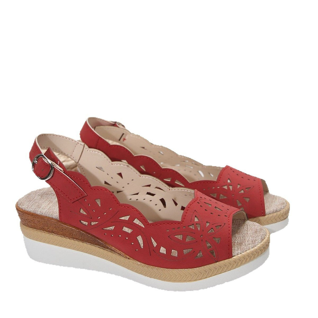 Damen Sandalen mit floralem Schnitt und bequemem Plateau EB
