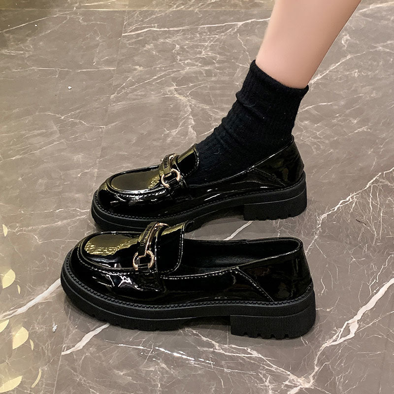 Damen Klassische Loafer mit modischer Schnallenverzierung EB
