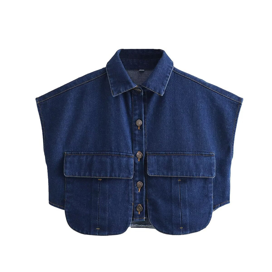 Damen ärmellose Utility-Bluse mit Taschen EB
