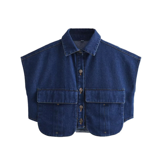 Damen ärmellose Utility-Bluse mit Taschen EB