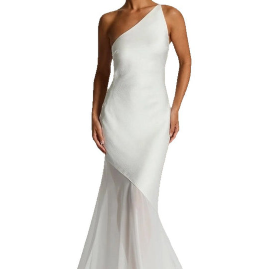Damen Einseitiges Maxikleid mit fließendem Rock EB