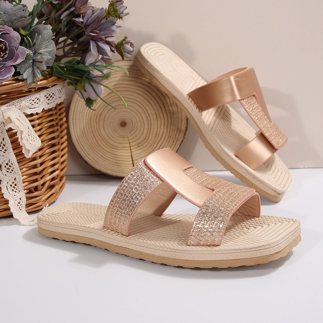 Damen Elegante und bequeme Flip-Flops mit glitzernden Akzenten EB