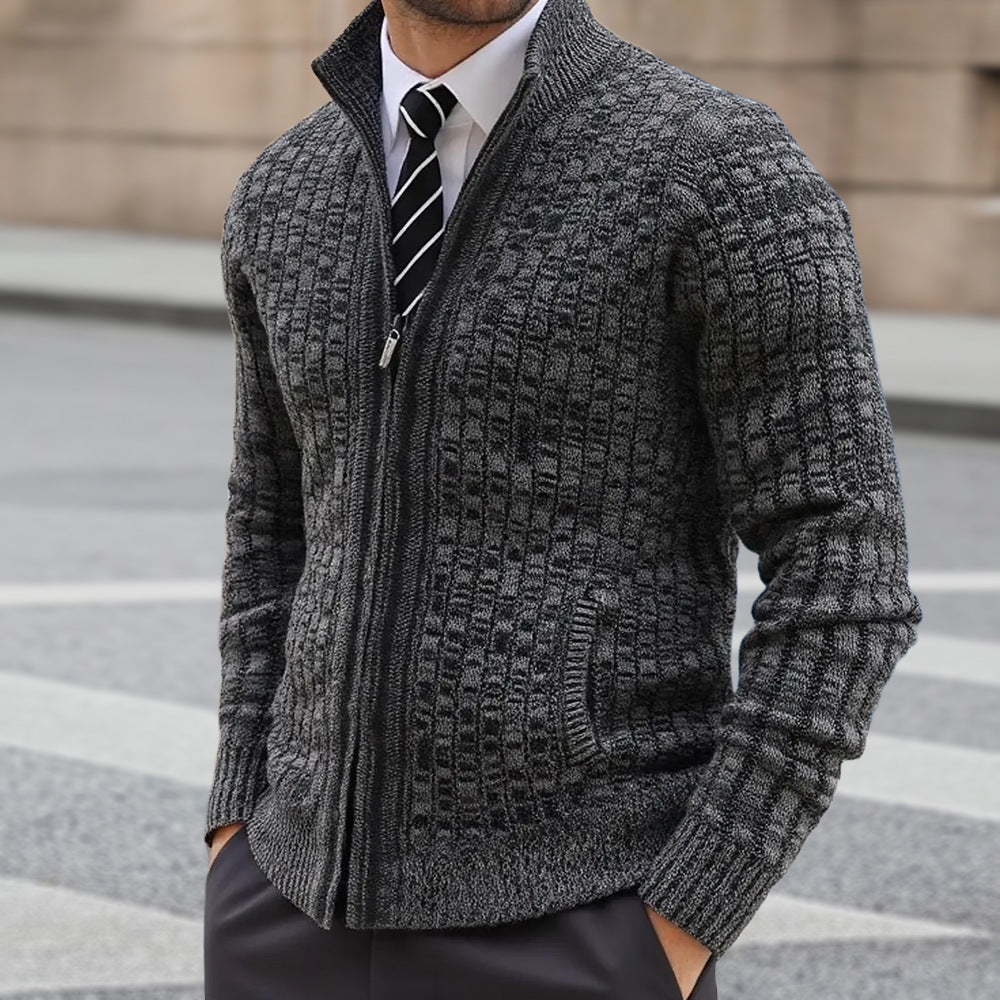 Herren strukturierte Strickjacke mit eleganter Zip-Front EB