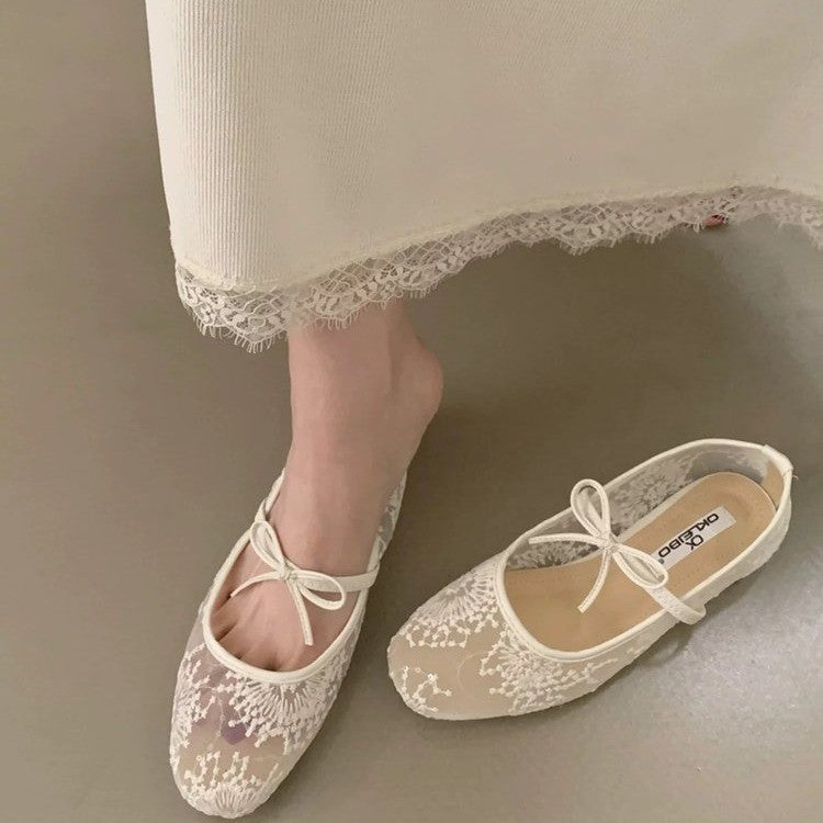 Damen Ballerinas mit elegantem Spitzenmuster EB