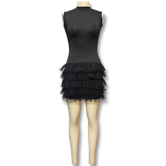 Damen Elegantes und verspieltes Kleid mit Tüllsaum EB
