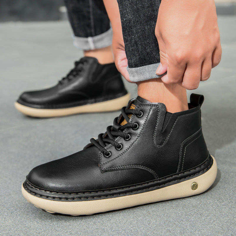 Herren Robuste Schnürboots aus hochwertigem Leder EB