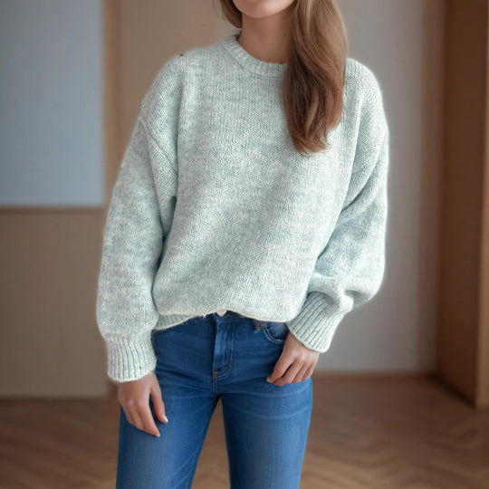 Damen lässiger Oversize-Pullover mit strukturiertem Maschenmuster EB