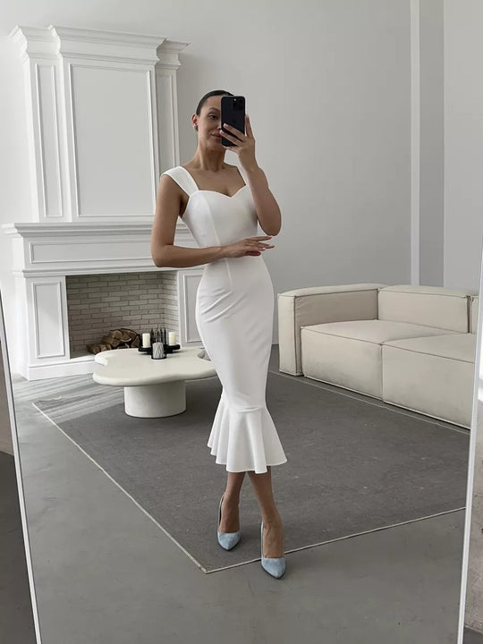 Damen Wickelkleid mit elegantem Herzausschnitt und schwingendem Saum EB