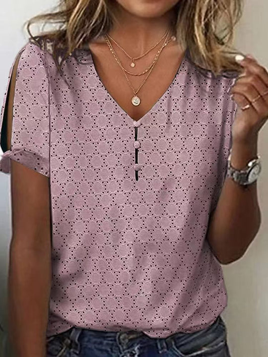 Damen Glitzernde V-Pullover Bluse EB