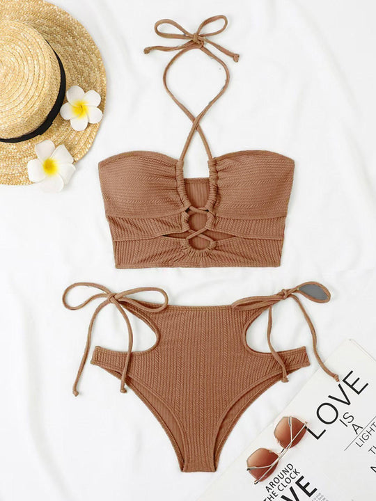 Damen Bikini-Set mit raffiniertem Cut-Out und hohem Taillenschnitt EB